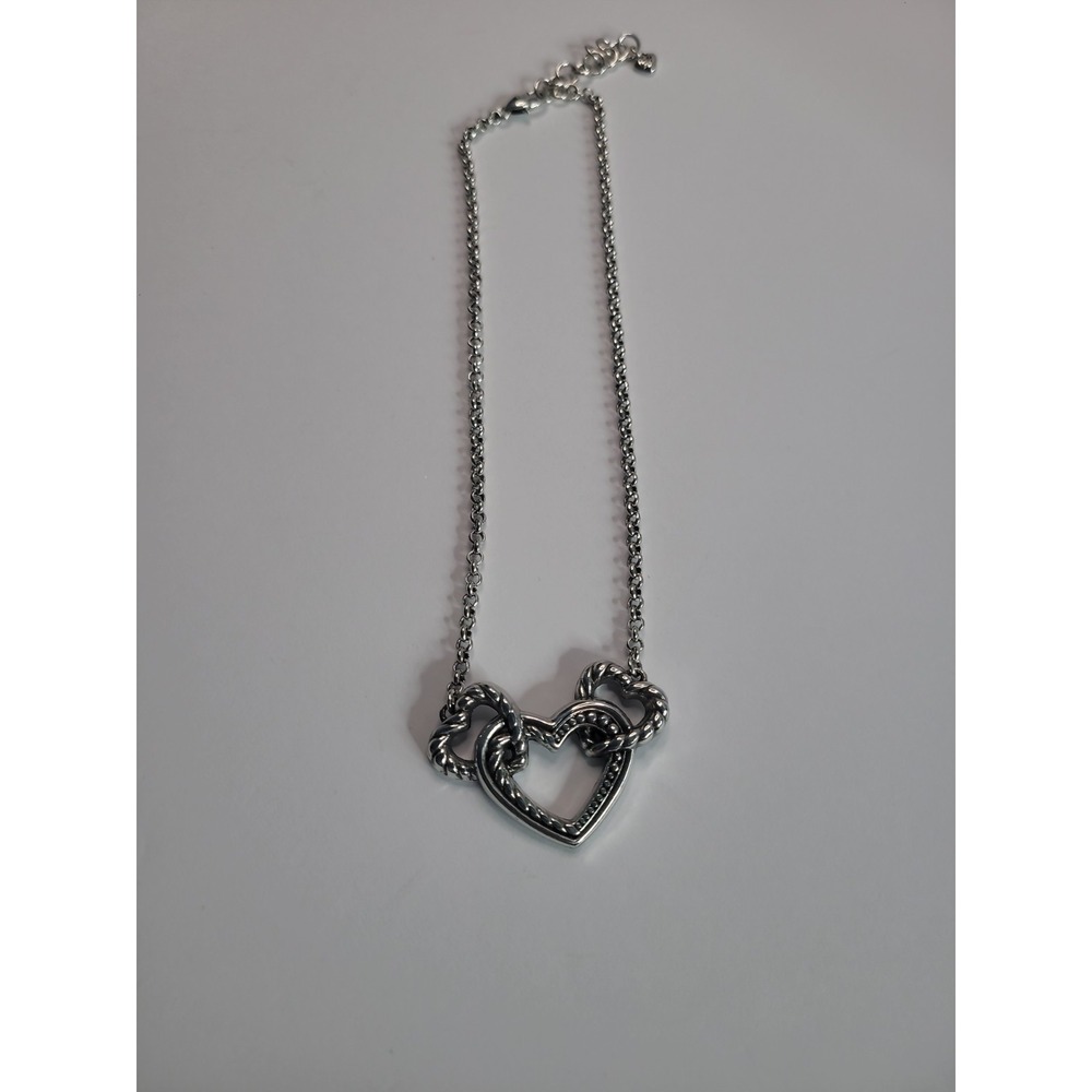 Brighton Silver Plated Interlocking Open Heart Pendant Necklace - Picture 6 of 13